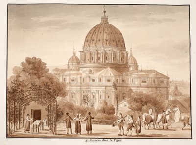 St. Pieter gezien vanuit een wijngaard, 1833 door Agostino Tofanelli